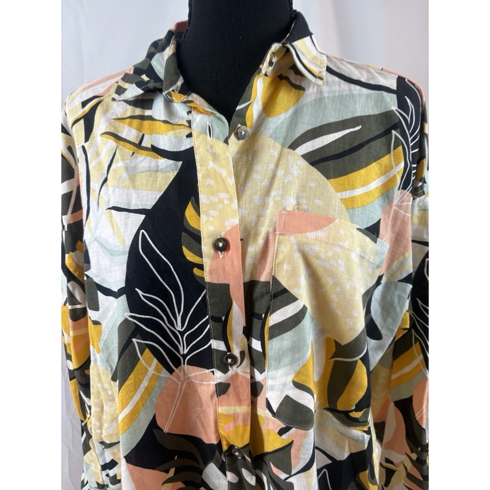 Calia‎ Women's Size Small Oversized Long Sleeve Linen Blend Button Up Top - Picture 6 of 8